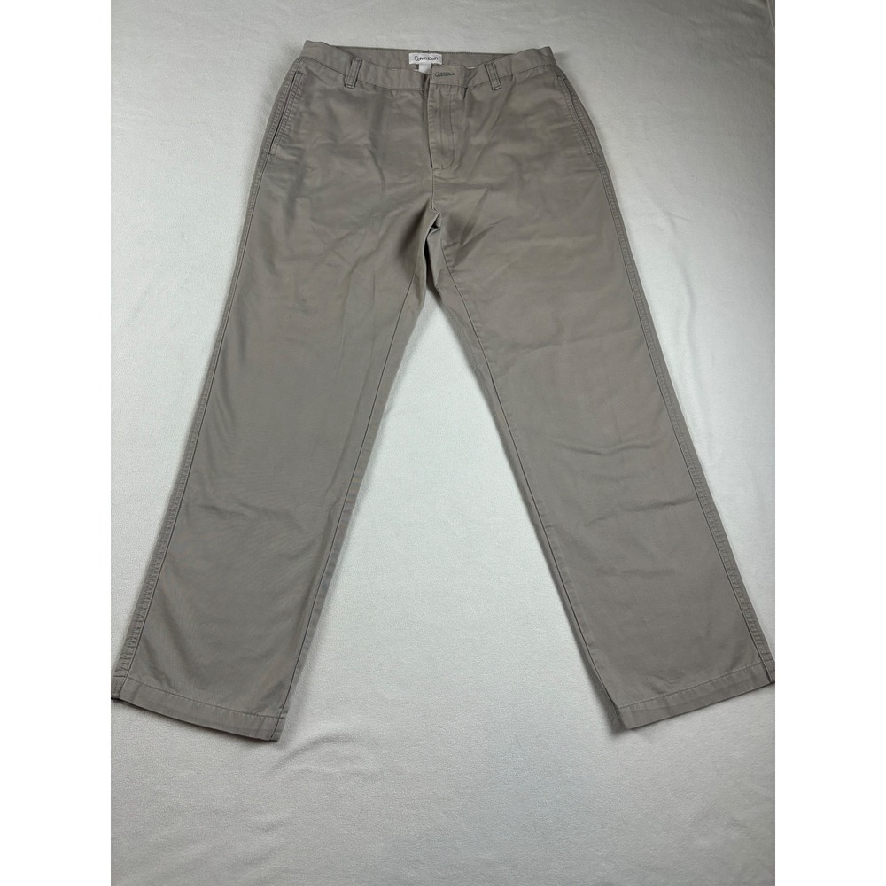 Calvin Klein Mens Chino Pants 34x32 Taupe Tan‎ Straight Leg 100% Cotton Trousers